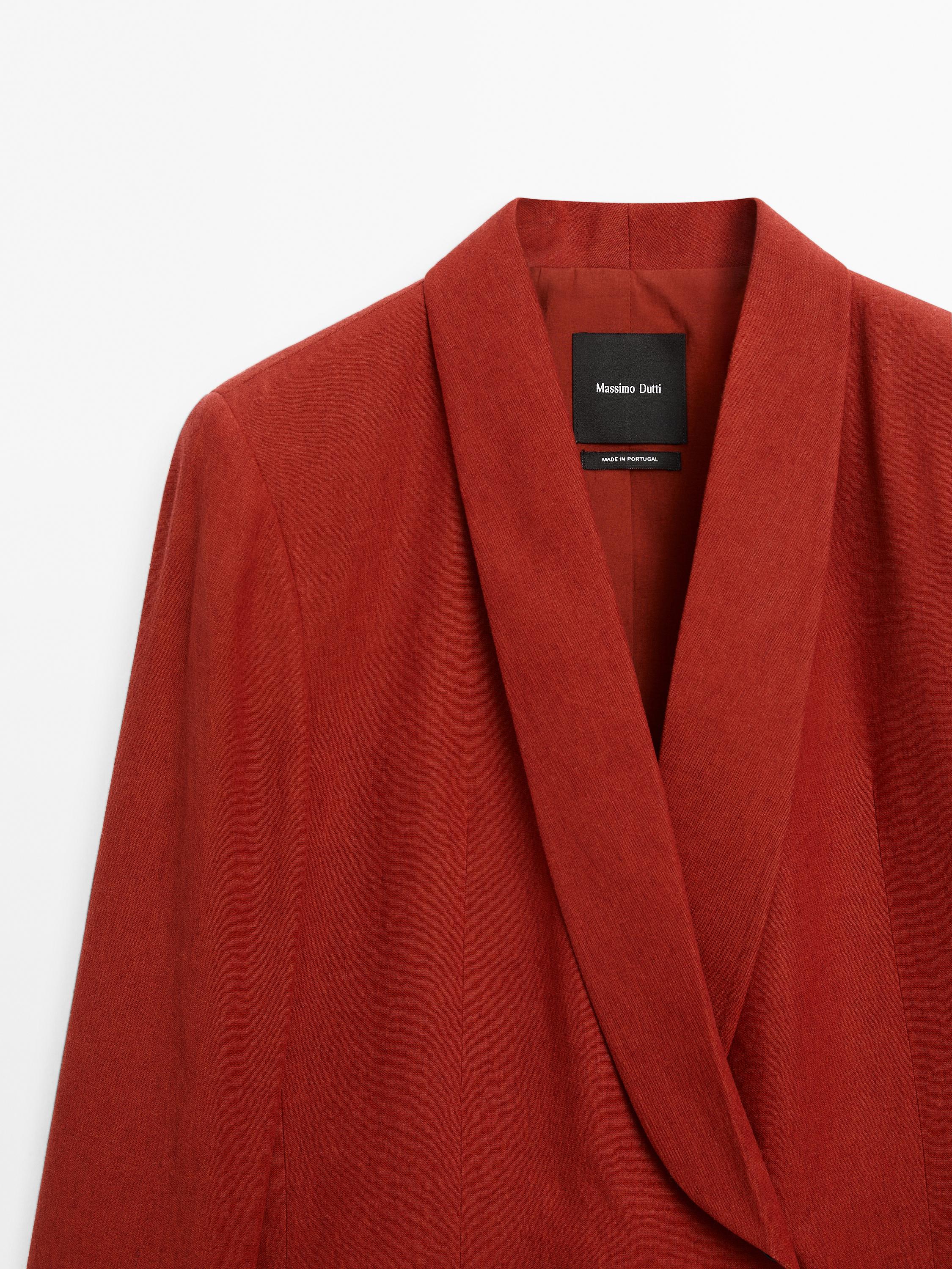 Linen blend shawl collar blazer